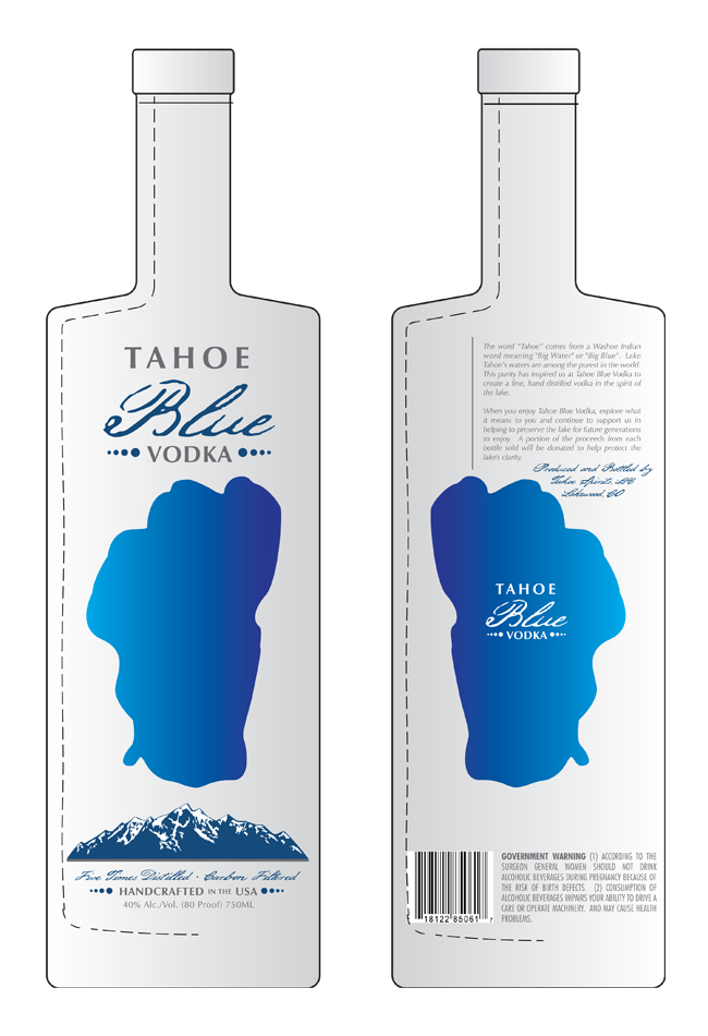 Tahoe Blue Vodka Bottle Design