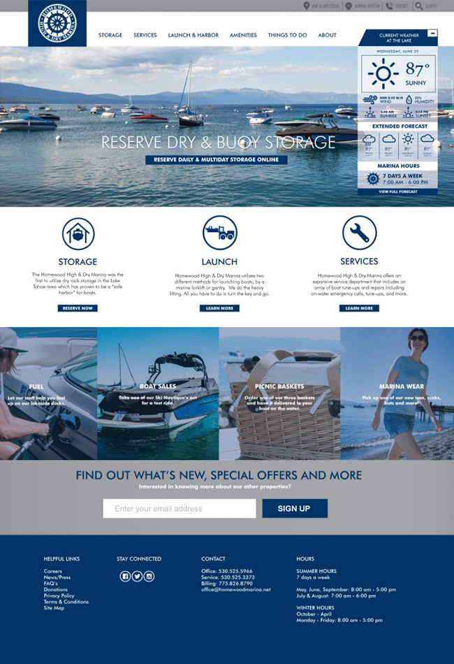 Marina Frontpage Website Design